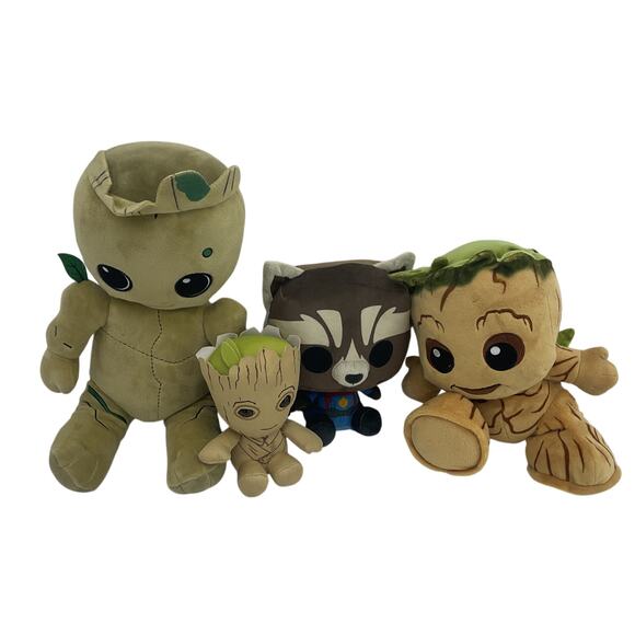 Marvel Stuffed Animals LOT Preowned Groot Rocket Racoon Guardians of the Galaxy